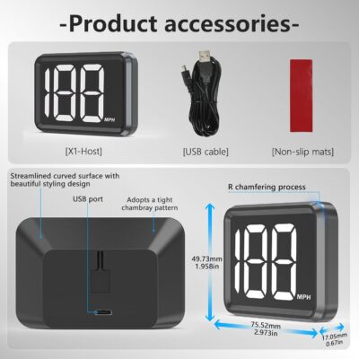 GPS Digital Speed Meter with MPH, Car Head Up Display for All Cars, USB Cable Plug & Play - Image 8