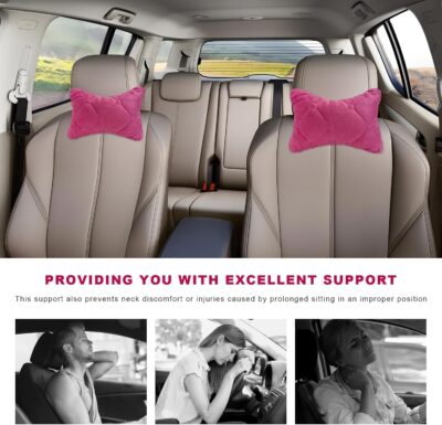 2PCS Car Headrest Pillow, Soft Comfortable Vehicle Neck Pillow Head Rest Pad, Breathable Auto Seat Headrest Neck Support Relieving Driving Fatigue, Universal Car Accessories (Pink) - Image 6