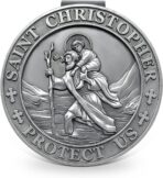 St Christopher Medal for Car, Visor Clips for Cars, Raised Lettering Saint Christopher Medal for Car Visor, Gift for Drivers, Car Travel Accessories for Long Trips Families, Friends