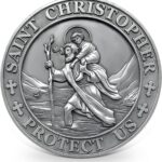 St Christopher Medal for Car, Visor Clips for Cars, Raised Lettering Saint Christopher Medal for Car Visor, Gift for Drivers, Car Travel Accessories for Long Trips Families, Friends