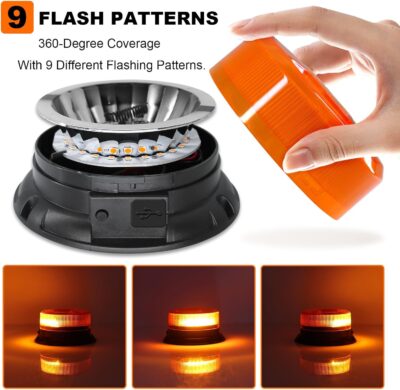 AnTom Magnetic Wireless Strobe Light, Waterproof Rechargeable LED Beacon Lights for Trucks, Vehicle Emergency Flashing Warning, forklifts,Tractors,Golf Carts,Cars - Image 5