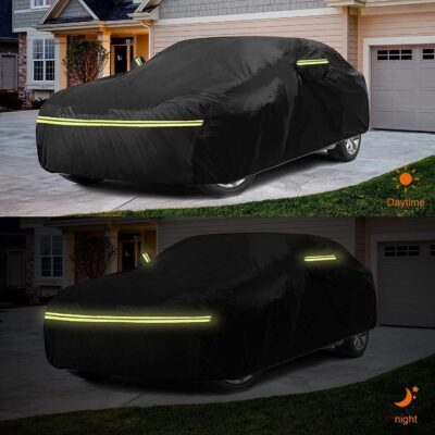 Waterproof Car Cover Replace for 2011-2023 Honda Civic Hatchback, 6 Layers All Weather Custom-fit All Weather Car Covers with Zipper Door & Windproof Bands for Sun Snow Rain Dust Protection - Image 4