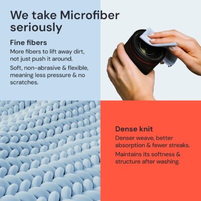 Elite Screens Microfiber Cleaning Cloth - 12" x 12", 4-Pack, Blue - Oversized Screen Cleaning Cloth - Streak-Free Glasses Wipes - Scratch-Resistant Lens Wipes for Eyeglasses - Image 4