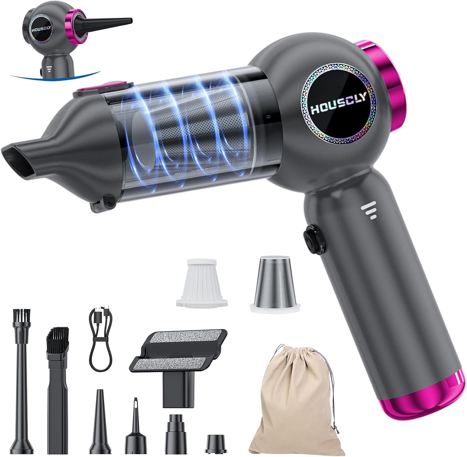 71PWOwj6j8L._AC_SL1500_.jpg Handheld Car Vacuum Portable Cordless 25000Pa High Power Small Mini Hand Vacuum Rechargeable 4-in-1 Wireless Handheld Vac for Car Office Desktop Home Cleaning Ideal Gifts for Men & Women - Image 1