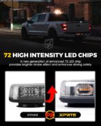 Xprite Upgraded 12" 72LED Rooftop Mini Strobe Lights, Emergency Safety Flashing Beacon Light Bar with Magnetic Base for 12V-24V Construction Vehicles, Trucks, Snow Plow, Postal Car (Mix White/Amber) - Image 2