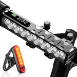 Vastfire 17 LED Bike Lights 5000 Lumens, Super Bright Bicycle Light for Night Riding, USB Rechargeable Bike Headlight and Taillight, Waterproof Wide Beam Bike Front Light with Digital Power Display