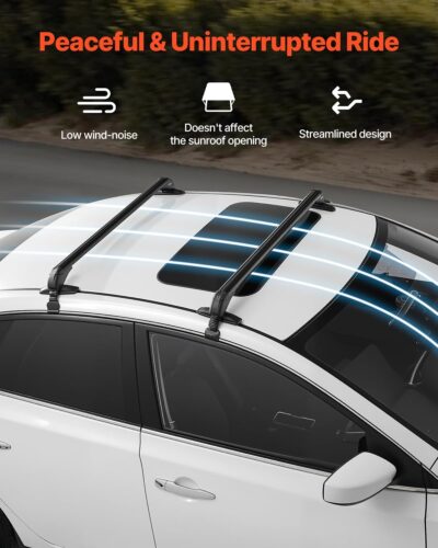 VEVOR Roof Rack Cross Bars, Universal Fit for Naked Roofs Without Raised Rails/Flush Rail/Black Moldings, 165 LBS Capacity, Lockable Heavy Duty Aluminum Crossbar Racks Roof Rail Rooftop Luggage Canoe - Image 4