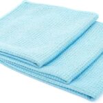 The Rag Company - Standard Waffle Weave Towels, Microfiber Detailing, Window/Glass and Drying, Wax & Polish, Lint-Free, Streak-Free, 370gsm, 16in x 16in, Light Blue (3-Pack)