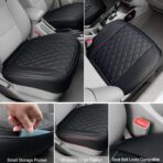 2 Pack Leather Front Car Seat Cover, Anti-Slip and Full Wrap Driver Car Seat Protectors with Storage Pocket, Luxury Waterproof Bottom Auto Seat Cushion Pad Mat for Most Vehicles(Black) - Image 4
