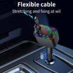 Vitog Retractable Car Charger, Wireless Bluetooth 5.3 FM Transmitter 100W USB C 4 in 1 Fast Car Charger Adapter,iPhone 16 Fast Charging-for iPhone 16 15 14 13 12 Android - Image 2