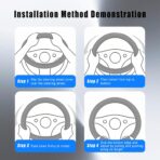 Leather Car Steering Wheel Cover, 15 Inch Anti-Slip Carbon Fiber Black Steering Wheel Cover, Universal Car Interior Accessories for Trucks Sedans SUVs (Black & Pink) - Image 6