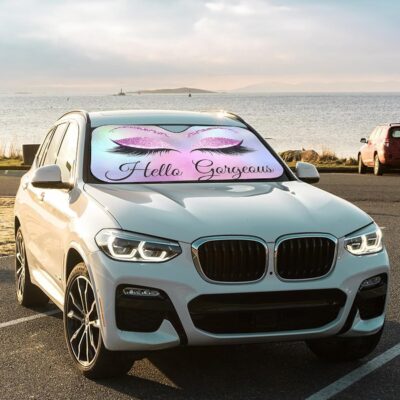 Car Windshield Sunshade, Purple Eyelash Front Window Sun Shades, Folding Block Sun Visor Protector for Car, Sedan, Truck, SUV, Womens Cute Auto Interior Accessories 51x27.5 in - Image 4