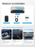 Moman Heads Up Display for Cars, Moman Gauge Car HUD Digital GPS Speedometer r KM/H MPH with Compass, Over Speed Alert & Fatigue Reminder, HGPS - Image 7