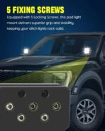 Quick Release Universal Hood Ditch Light Mounting Brackets, Dual Mount Options with 5-Point Lockdown Base CNC Aluminum Adjustable LED Pod Light Mount Kit 2PCS - Image 5