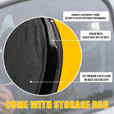 Zone Tech Side Window Cling On Sun Shades- 2-Pack Mesh Car Pop-Up Non Suction Cups Needed Sun-Shield - Image 4