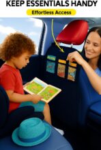 LILTOM Car Back Seat Protector with Organizer, 19"x27" XL Kick Mats, Waterproof, 3 Pockets, 2-Pack (Black - 3 Pocket) - Image 2