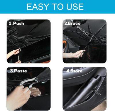 Windshield Sun Shade Umbrella, Portable Foldable, Spring Structure Wind Shield, Front Window Sunshade, Protect from Sun Rays Car Windshield, for Men (57'' x 31.5'') - Image 9