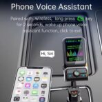 Wireless in-Car Bluetooth FM Transmitter Radio Adapter Car Kit, 1.8 Inch Display Supports TF/SD Card EQ and QC3.0 & 5V/2.4A Charging Hands-Free Calls - Image 2