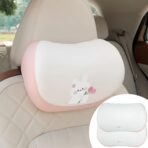 Car Headrest Pillow 2PCS Auto Headrest Cushion Memory Foam Car Seat Headrest Pillow - Comfort and Style On The Go Memory Foam Head Pillow Bear and Bunny Neck Support (Pink - Bunny)