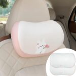 Car Headrest Pillow 2PCS Auto Headrest Cushion Memory Foam Car Seat Headrest Pillow - Comfort and Style On The Go Memory Foam Head Pillow Bear and Bunny Neck Support (Pink - Bunny)