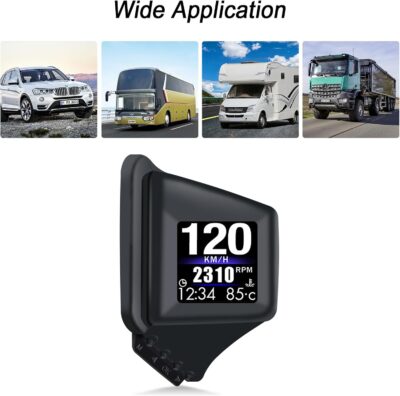 Geloo Car HUD Head Up Display, OBD2 HUD Display with OBDII GPS Dual System OBD2 Speedometer Gauge 8 Modes Multifunction Gauge Dashboard Display Smart Gauge can Installed Dashboard or A-Pillar Trim - Image 7