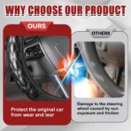 Car Steering Wheel Cover, 15 inch Elastic PU Leather Non-Slip Vehicle Steering Wheel Protector, Breathable Automotive Interior Accessories, Universal for SUV, Truck, RV (Black) - Image 5