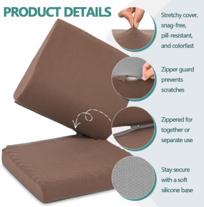 Shinnwa Lumbar Support Pillow for Recliner, Ultra-Soft Foam Back Support Pillow and Egg Crate Foam Seat Cushion 2-in-1 for Couch, Office Chair, for Back Pain Relief, Brown - Image 6