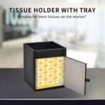 Tissue Box Cover Square Tissue Box Holder PU Leather Facial Tissues Organizer with Storage Tray for Bathroom Vanity Bedroom Office Car, Stylish Napkin Caddy Decorative Organizer (Black) - Image 3