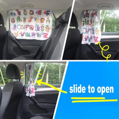 Car Window Shades for Side Windows Baby and Kids,Car Back Window Sun Shade Covers,Strong Magnetic Sunshades Curtains for Truck,27.5" x 19.5" (Animal Alphabet) - Image 4