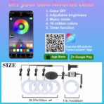 5 in 1 Car Led Strip Lights with App Control, RGB Colors Interior Car Lights, Ambient Led Lighting Kit, 4 Light Flashing Modes, USB Neon Accessories for Doors, Center Console - Image 7