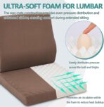 Shinnwa Lumbar Support Pillow for Recliner, Ultra-Soft Foam Back Support Pillow and Egg Crate Foam Seat Cushion 2-in-1 for Couch, Office Chair, for Back Pain Relief, Brown - Image 4