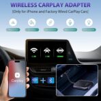 Wireless Carplay Adapter, 2025 Upgrade Converts Wired to Wireless Adapter for iPhone, Auto Connect Dongle for Apple Car Play, Bluetooth No Delay Control for Cars from 2016 and iOS 10+, Black - Image 2