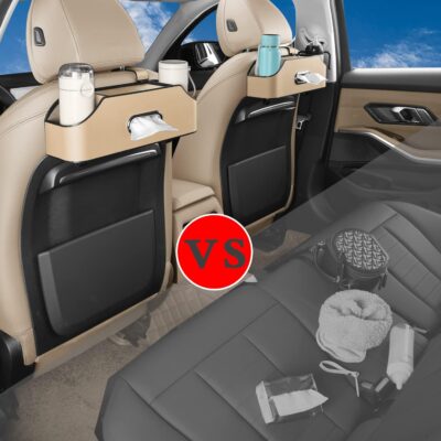HOLDCY Car Back Seat Organizer with 2 Drink Cup Holder - Tissue Box and Storage Box Hook - Multi-functional Storage - Great for Kids and Travel (Beige) - Image 4
