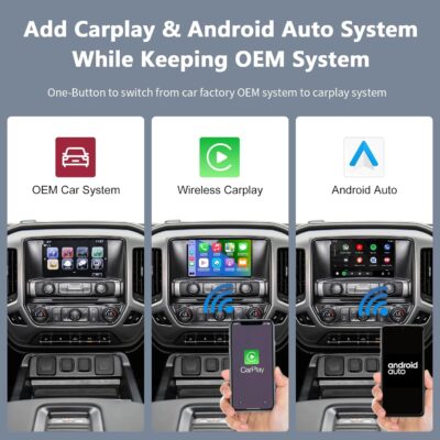 Road Top Wireless CarPlay Android Auto Retrofit Kit for GM HMI 2.0 Cadillac Buick Chevrolet GMC 2014–2020 | CarPlay Interface Decoder Box, Support MirrorLink, Reverse Camera, Navigation - Image 3