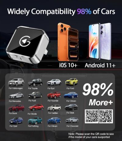 2026 Upgraded Wireless CarPlay Adapter for iPhone & Android Auto, Converts Wired to Wireless Car Play, 3-Second Auto Connect & Stable Zinc Alloy Material, Mini Plug & Play, with USB-A & Type-C - Image 8