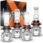 SEALIGHT 9005 H11 60000LM Bulbs, 6500K Cool White 9005 H11 Fog Lights with 15000RPM Cooling Fan, 60,000-hour Ultra-long Lifespan, Plug-N-Play, Pack of 4