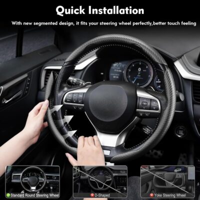 Steering Wheel Cover 3 Pcs Set, Anti-Slip, Scratch-Resistant, Universal Fit for 14-16 Inch Steering Wheels, Car Interior Accessories for Sedans, SUVs, and Trucks (Segmented Snap on, Matte) - Image 6