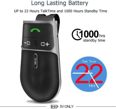 Bluetooth Phone Speaker for Car, SUNITEC Hands Free Bluetooth Car Speaker for Cell Phone, Support Siri Google Voice Assistant, AUTO Power ON Off, Speakerphone with Visor Clip - Image 7