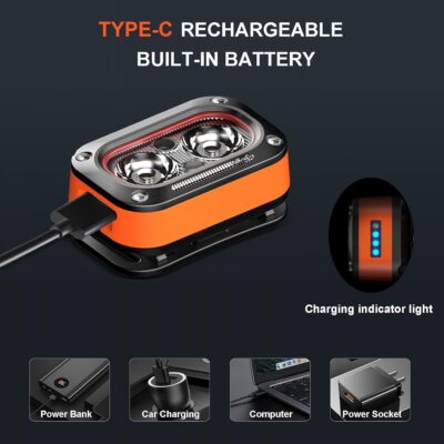 Headlamp Rechargeable, Lightweight LED Head Lamp, Motion Sensor Head Flashlight, Super Bright Waterproof Head Light for Camping, Running, Reading, Work, and Everyday Carry (EDC) - Image 8