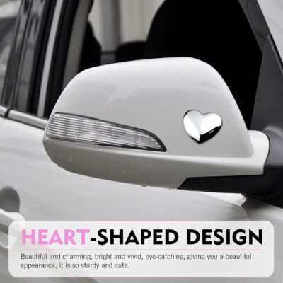 4PCS Heart Metal Car Emblem Stickers, Metal Chrome Waterproof Fade-resistant Vehicle Decals, Creative Fashionable Rear Love Badge Decoration, for Doors, Bumper, Rear License Plate (Silver) - Image 6