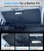 Zanch 2025 Upgraded Car Windshield Sun Shade [Cool Down by 75℉ ] with Heat Insulation Coating, Foldable Sunshade Umbrella with Flexible Handle & Ribs, Large (34''x61'') for Large SUV, Truck, Van - Image 5