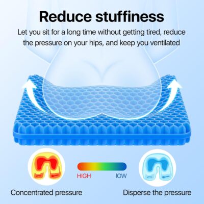 Gel Seat Cushion, Cooling seat Cushion (Super Large & Thick), Breathable Honeycomb Design Absorbs Pressure Points Seat Cushion, Gel Cushion for Office Chair, Home Car seat Cushion for Wheelchair - Image 7