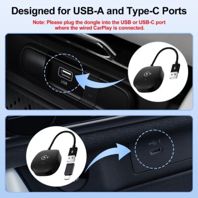 XHU Wireless CarPlay Adapter, CarPlay Wireless Adapter Supports Netflix, YouTube, and TikTok Stream Media Play, for OEM Wired CarPlay to Wireless Dongle, Only Fits for iOS 10+ Phone & Cars from 2016 - Image 7