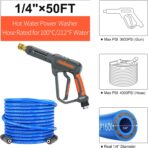 Pressure Washer Gun with Foam Cannon & 50ft Power Washer Hose, 3600PSI Pressure Washing Kit with 15" Extension Wand & 7 Nozzle Tips, 3/8'' Quick Connector & M22 15mm/14mm Fittings - Image 5
