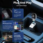 Mini Wireless CarPlay Adapter for iPhone,2 in 1 for Apple Carplay and Android Auto Adapter,Convert Wired to Wireless, Plug & Play, USB to USB-C/Type-C, Stable Control & No Delay, Black - Image 5