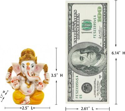 BangBangDa Indian Ganesh Idol Car Dashboard - Hindu Ganesha Statue Elephant God India Ganpati Lord Murti Mandir Diwali Gifts Yoga Zen Meditation Room Altar Shrine Kit Temple Puja Pooja Items Decor - Image 5
