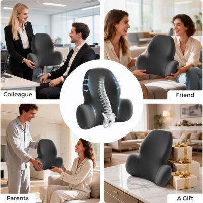 Lumbar Support Pillow with Fixed Chuck | Ergonomic Memory Foam Cushion | Washable Cover | Back Pain Relief & Posture Improvement | Fits Car/Office/Gaming Chairs/Wheelchairs & Home - Image 7