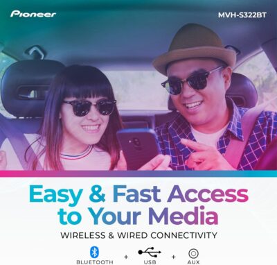 Pioneer MVH-S322BT Bluetooth Car Stereo with USB/AUX Inputs, Smartphone Connectivity, Pioneer Smart Snyc, and Hands-Free Calling for Enhanced in-Car Audio Experience - Image 3