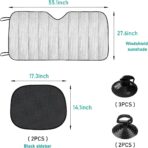 Car Windshield Sun Shade, 55.1"×27.5" Foldable Front Window Shade Protect Your Car from Sun Heat & Glare Best UV Ray, Auto Windscreen Sun Blocker Shield with 2 Side Window Shades - Image 2