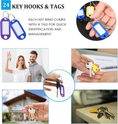 Portable Key Organizer Case 24 Hooks Waterproof & Fireproof, Key Binder Storage Box Bag for Estate Sales, Hotel Executives, Landlord, Car Rental (Black, 24) - Image 6